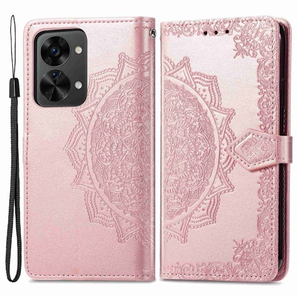 Mandala OnePlus Nord 2t Flip Etui - Rødguld Pink