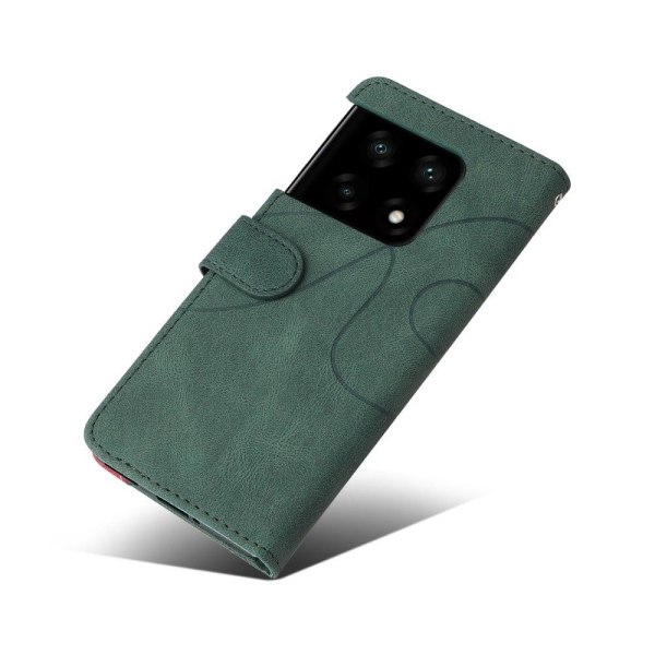 Teksturoitu nahkakotelo hihnalla OnePlus 10 Pro - Vihreä Green