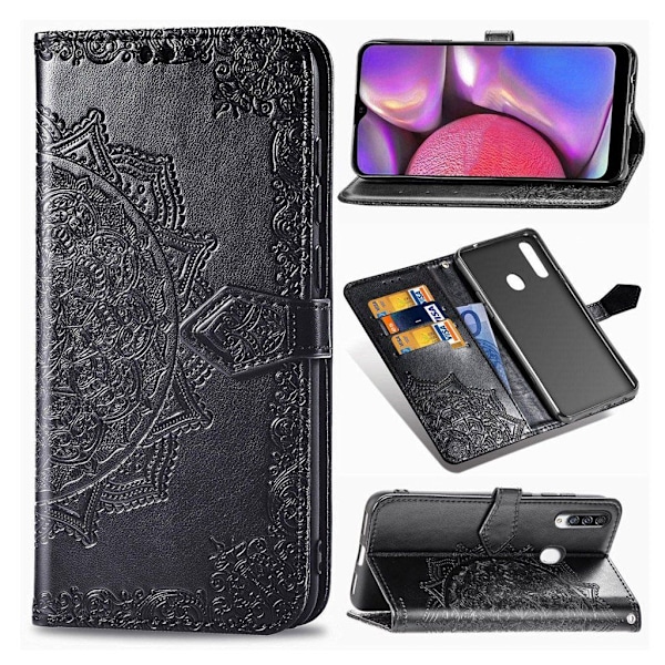 Mandala Samsung Galaxy A20s Flip kotelot - Musta Black