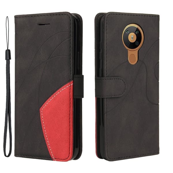 Teksturert læretui med stropp for Nokia 5.3 - Svart Black