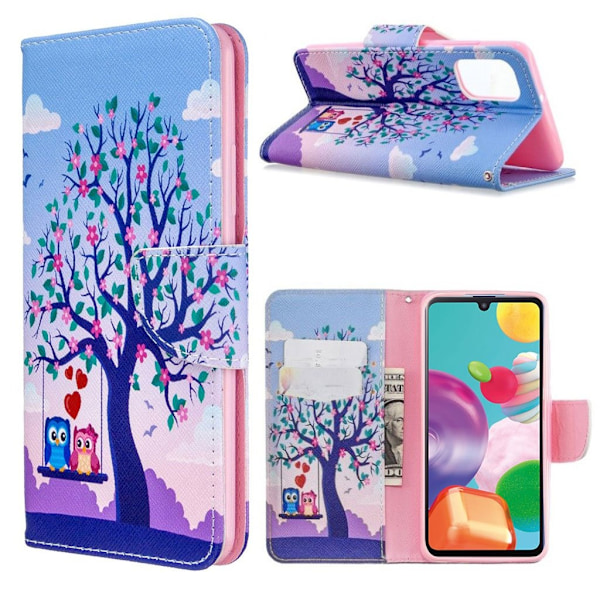 Wonderland Samsung Galaxy A41 kotelot - Puu ja pari pöllöt Multicolor