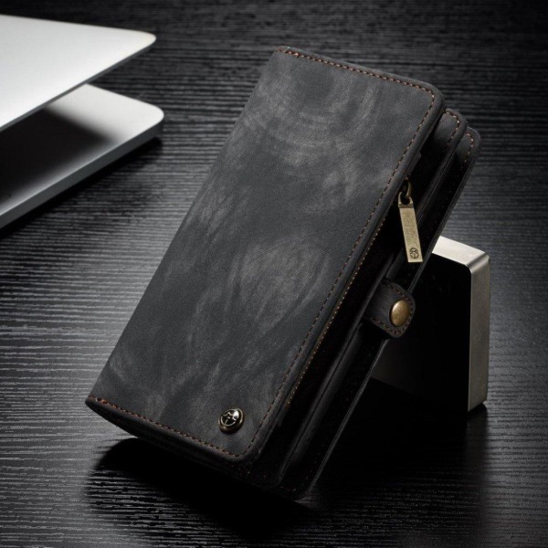 iPhone Xs Max CASEME vintage tyylinen haljais nahkainen lompakko Black