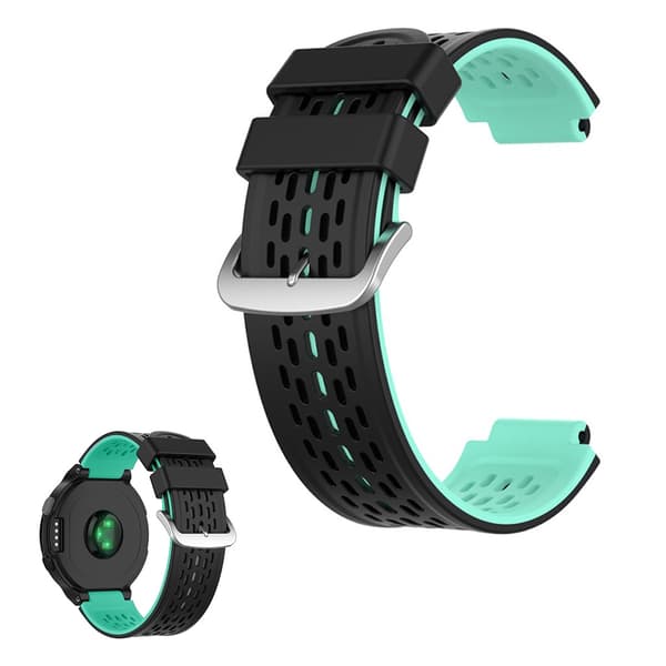 Dobbeltfarvet silikoneurrem til Garmin-enheder - Sort / Cyan Multicolor