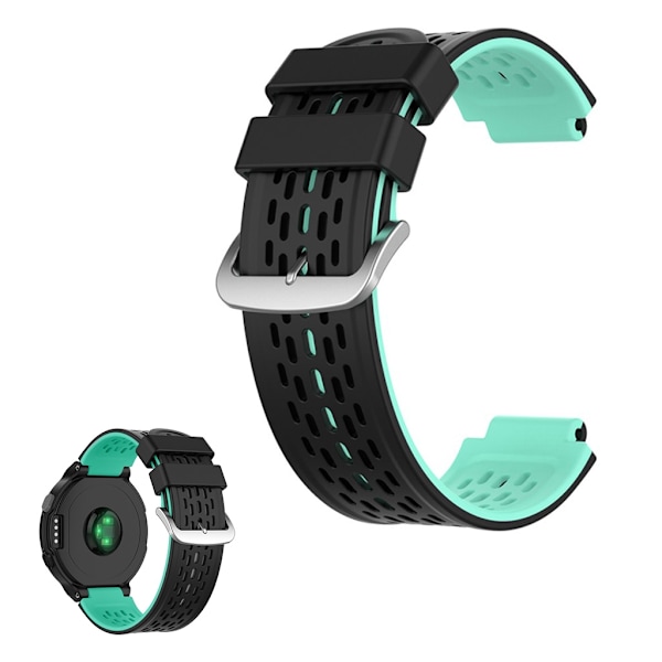 Dual color silicone watch band for Garmin devices - Black / Cyan multifärg