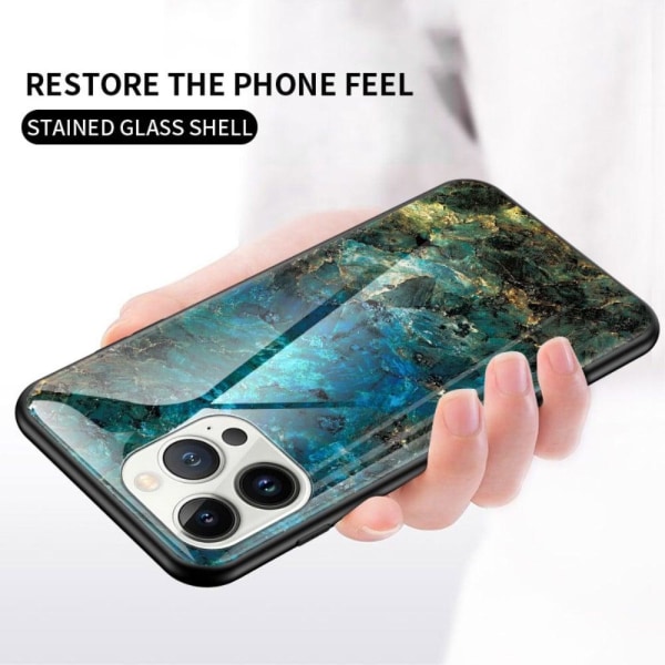 Fantasy Marble iPhone 14 Pro Suojakuori - Emerald Marble Green