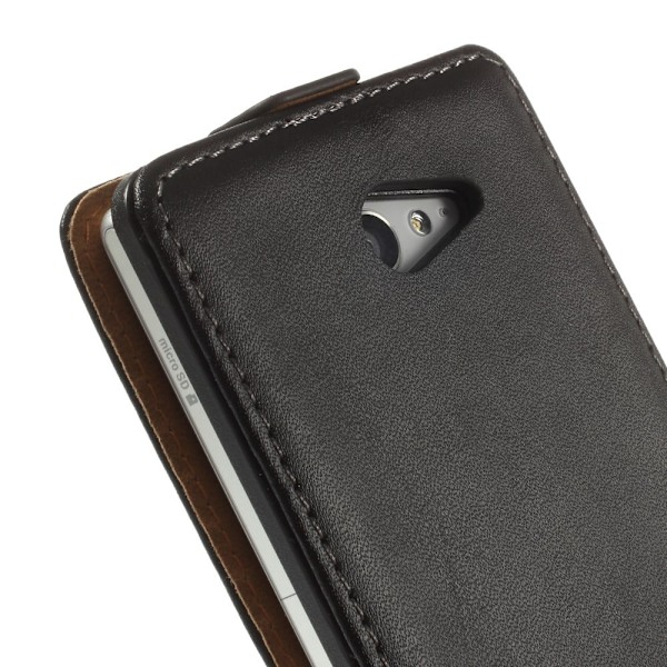 Winther (Svart) Sony Xperia M2 Äkta Läder Flip-Fodral Svart