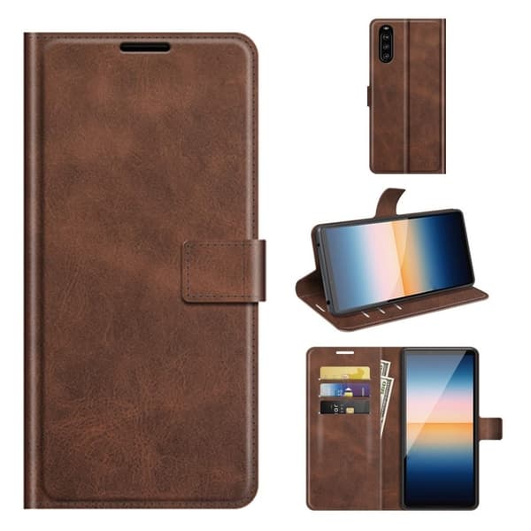 Wallet-style Lær Etui til Sony Xperia 10 III - Kaffe Brown
