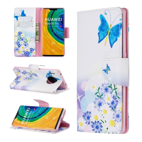 Wonderland Huawei Mate 30 Pro flip etui - Blå Sommerfugle Blue