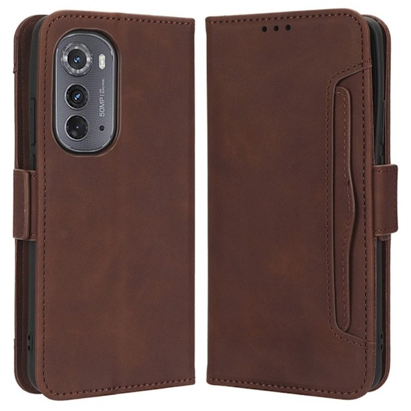 Modernt Motorola Moto Edge 2022 fodral med plånbok - Brun Brun