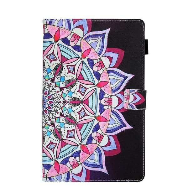 Amazon Fire HD 10 (2019) unikt mønster læder flip etui - mandala blomst Multicolor