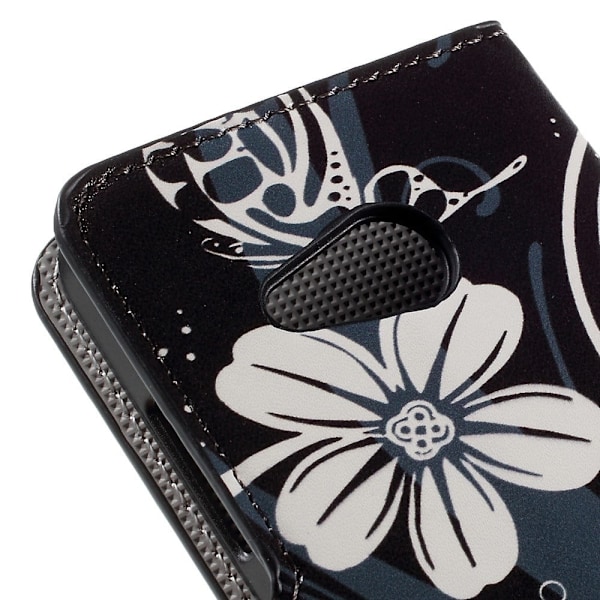 Moberg Microsoft Lumia 550 Læder Etui - Hvide Blomster Multicolor