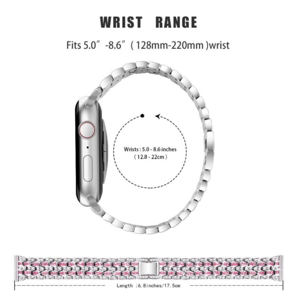 Apple Watch Series 6 / 5 44mm strass décor klockarmband - silver Silvergrå