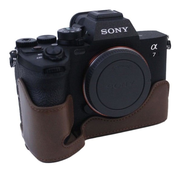 Sony A7S III half-body PU leather case - Coffee Brun
