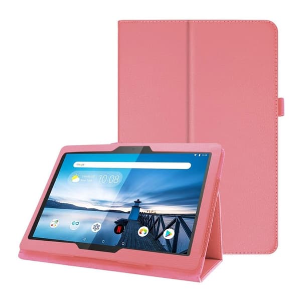 Lenovo Tab P10 litchi læderetui - Lyserød Pink