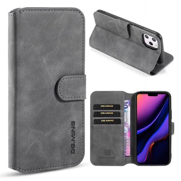 DG.MING iPhone 11 Pro Max Retro Veske - Grå Silver grey