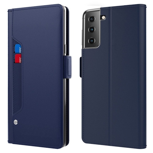Phone Suojakotelo With Make-up Mirror And Slick Design For Samsung Galaxy S23 Plus - Sininen Blue