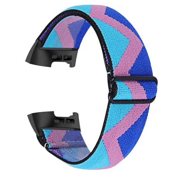 Fitbit Charge 4 / 3 elastisk nylonrem med mønster - Blå / Rosa / Rosa Multicolor