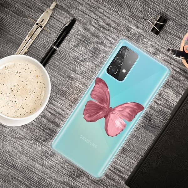 Butterfly läder Samsung Galaxy A52 5G fodral - Rosa Rosa