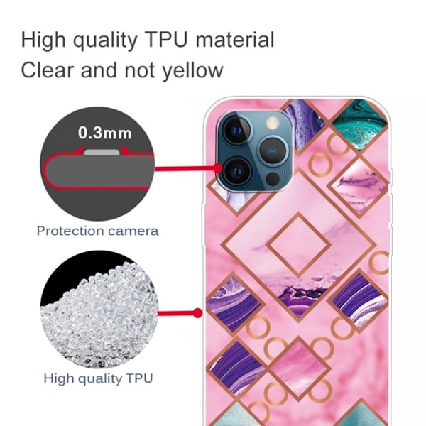 Marble iPhone 12 Pro Max Etui - Rose i Diamant Former Pink