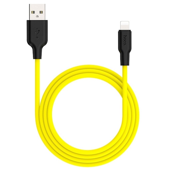 HOCO X21 Plus Silikoninen latauskaapeli Lightningille - Musta Ja Keltainen Yellow