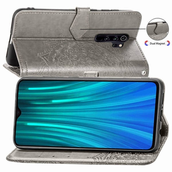 Mandala läder Xiaomi Redmi Note 8 Pro fodral - Silver/Grå Silvergrå