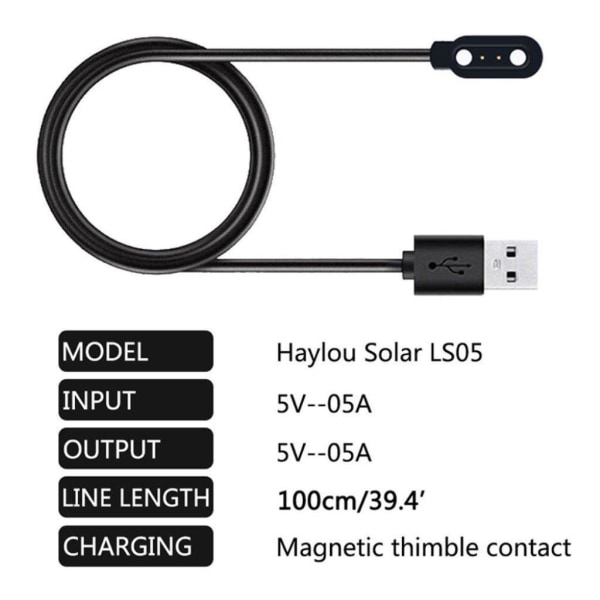 Haylou SmartWatch / Solar USB-latausteline Black