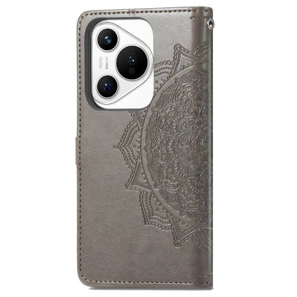 Mandala läder Huawei Pura 70 fodral - Grå Silvergrå