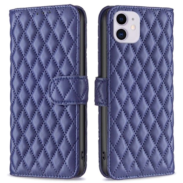 Rombemønster, matt flip-deksel for iPhone 11 - Blå Blue