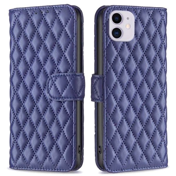 Rombuskuvioinen matta läppäkotelo iPhone 11 - Sininen Blue