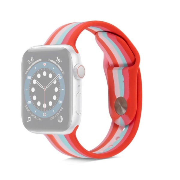 Apple Watch 40mm regnbuefarvet silikoneurrem - Rød / Størrelse: L Red