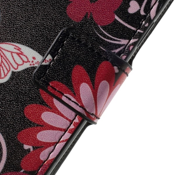 Samsung Galaxy A8 (2018) mønstret PU læder flip etui - Pink blomster og Sommerfugl Multicolor