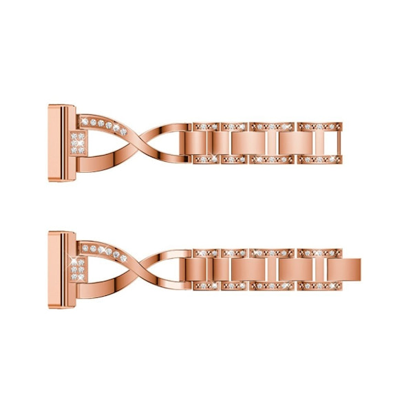 Fitbit Sense / Versa 3 X-formet urrem med rhinestone - Rose Gull Pink