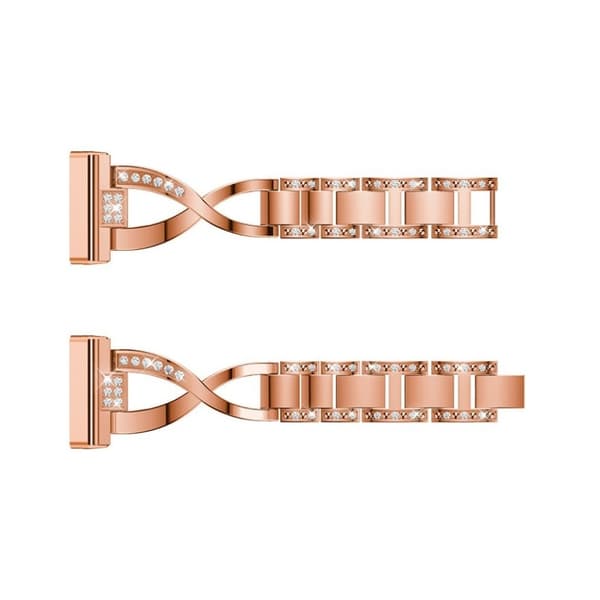 Fitbit Sense / Versa 3 X-shape rhinestone adorned watch band - Rose Gold Rosa