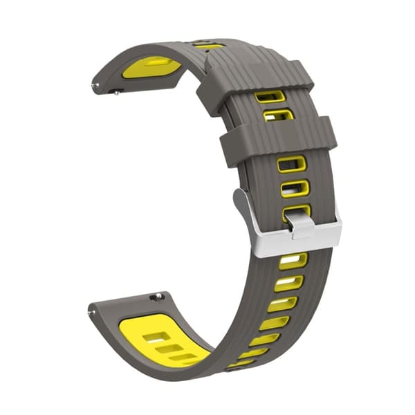 20 mm universal tofarget klokkerem i silikon - Grå / Gul Yellow
