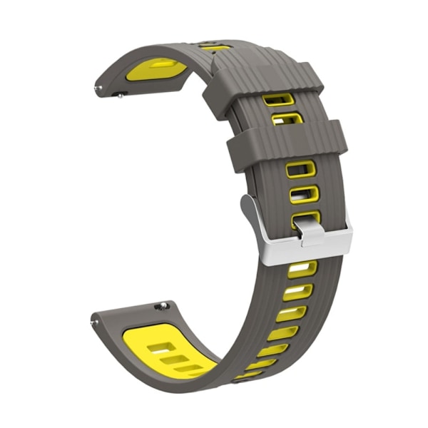 20mm Universal kaksivärinen silikoni ranneke - Harmaa / Keltainen Yellow