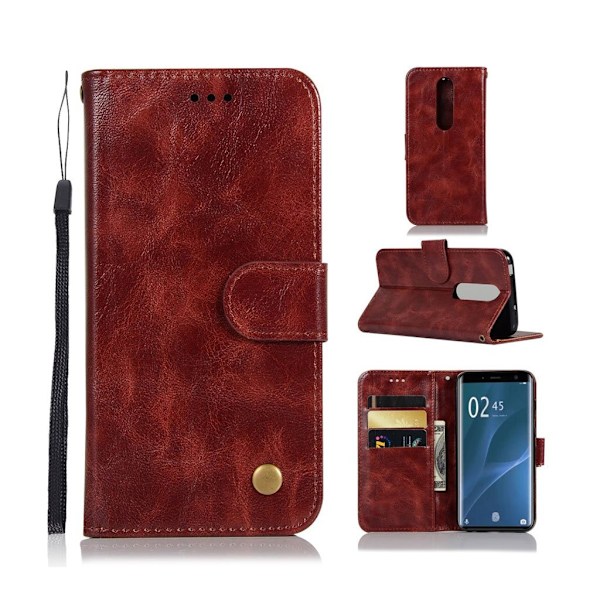 Sony Xperia XZ4 premium vintage læder flip etui - Vinrød Red
