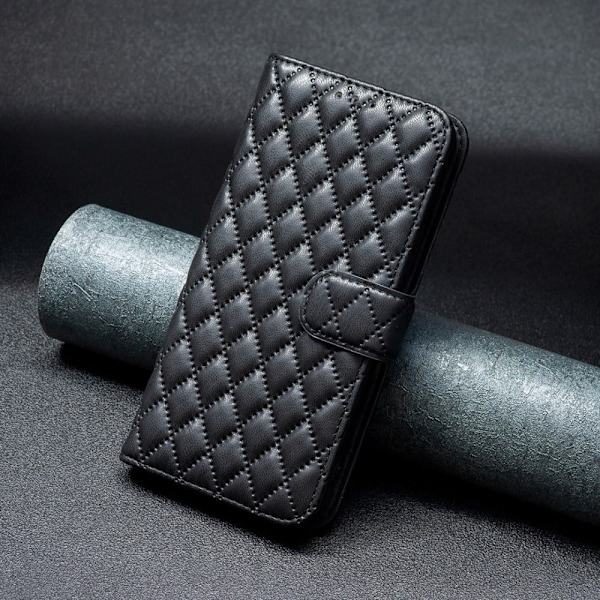 Rhombus mat Samsung Galaxy S24 Plus flip etui - Sort Black