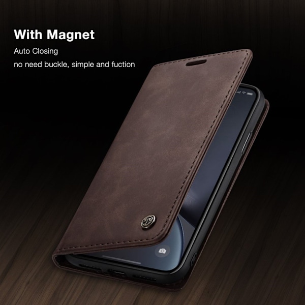 CASEME iPhone Xr plånboksfodral i läder - kaffe Brun