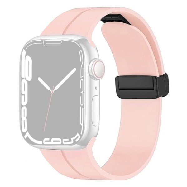 Apple Watch Series 8 (41mm) flot streg på silikoneurrem - Lyserø Pink