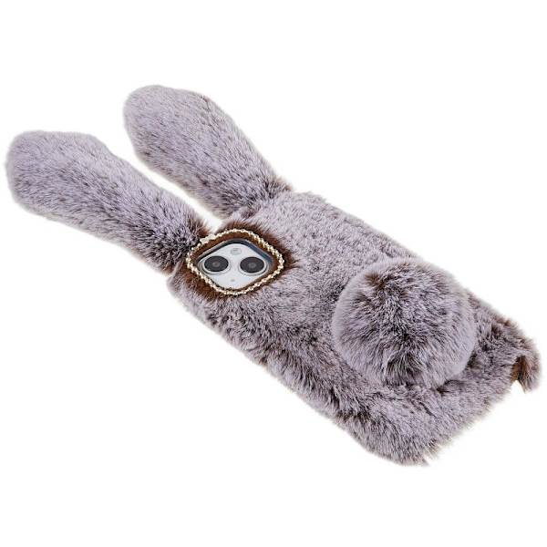 Fluffy Rabbit iPhone 14 Plus skal - Brun Brun