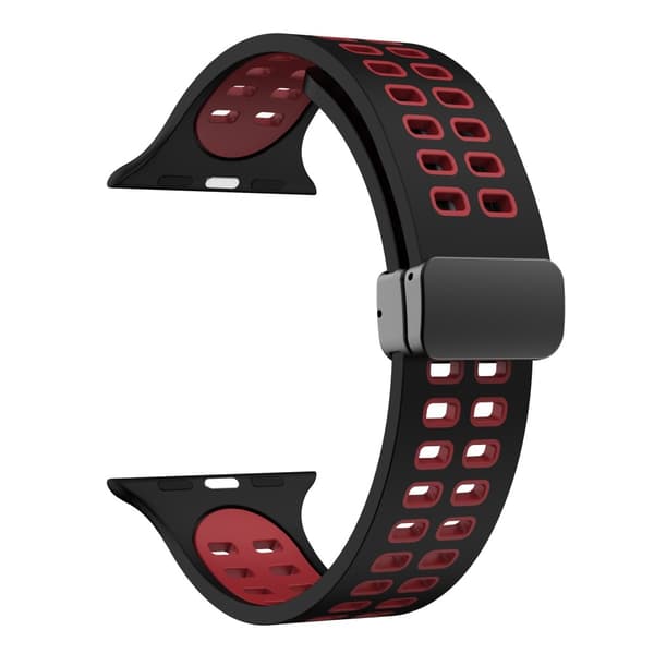 Apple Watch Series 8 (41mm) silikonerem i to farver - Sort / Rød Red
