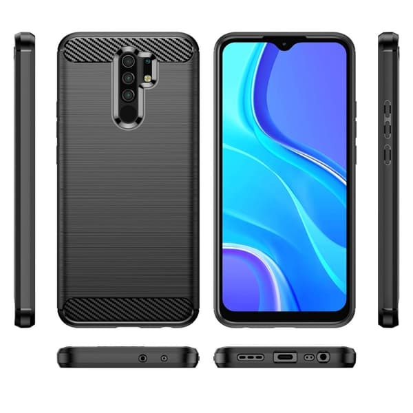 Carbon Flex Etui Xiaomi Poco M2 Reloaded / M2 / Redmi 9 - Svart Black