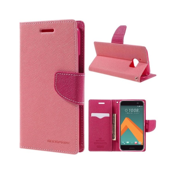 Mercury Goospery læder-etui med kontrastfarver til HTC 10 - Pink Pink