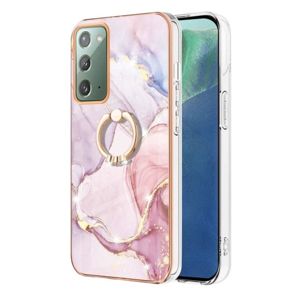 Marble Patterned Suojakuori With Ring Holder For Samsung Galaxy Pink