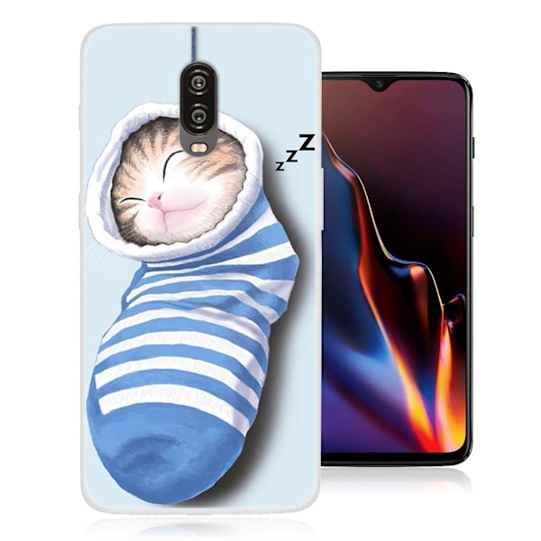 OnePlus 6T fodral med mönstertryck - Sovande Katt multifärg