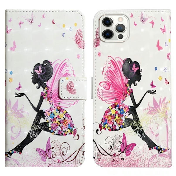 iPhone 16 Pro Max Case Flip Wallet 3D Pattern Leather Phone Cover - Pige Pink