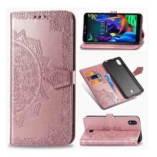 Mandala LG K20 (2019) etui i lær - Rose Gull Pink