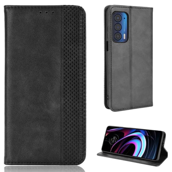 Bofink Vintage Motorola Edge (2021) Læder Etui - Sort Black