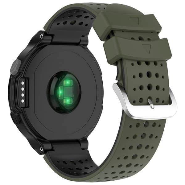 Garmin Forerunner 220 Silicone Watch Band Replacement Wrist Strap med runde huller - Militærgrøn + Sort Green