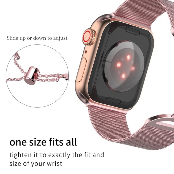 Apple Watch (45 mm) urrem med kors i rustfrit stål - Lyserød Rose Pink